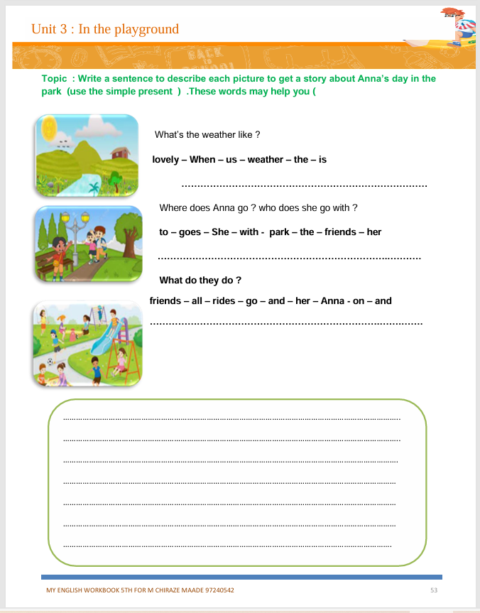 Description visuelle de My English workbook 5th grade 2