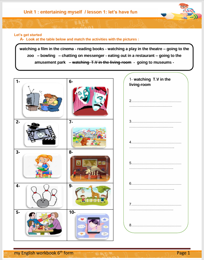 Description visuelle de My English workbook 6th grade  1