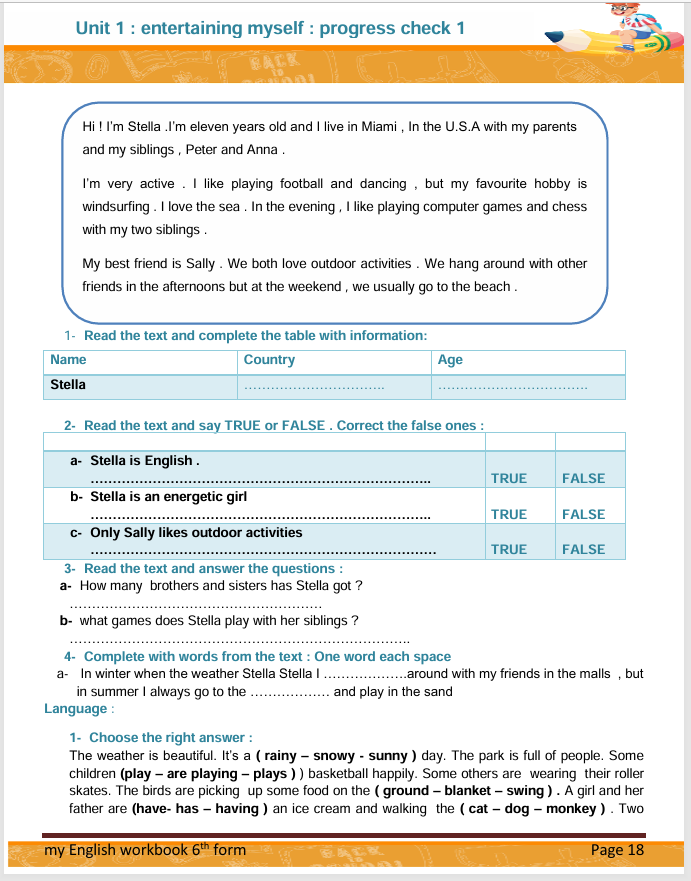 Description visuelle de My English workbook 6th grade  3