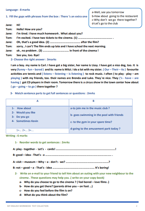 Description visuelle de My English Workbook 6th grade exams  2