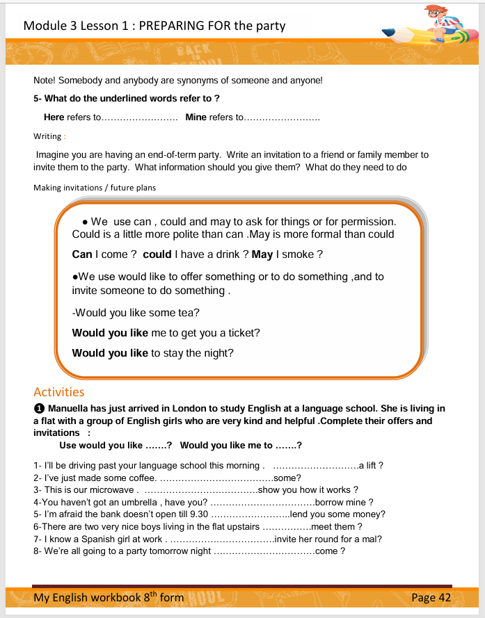 Description visuelle de My English Workbook 8th  1