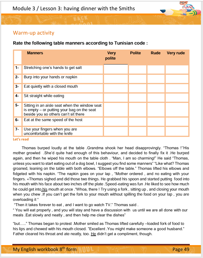 Description visuelle de My English Workbook 8th  2
