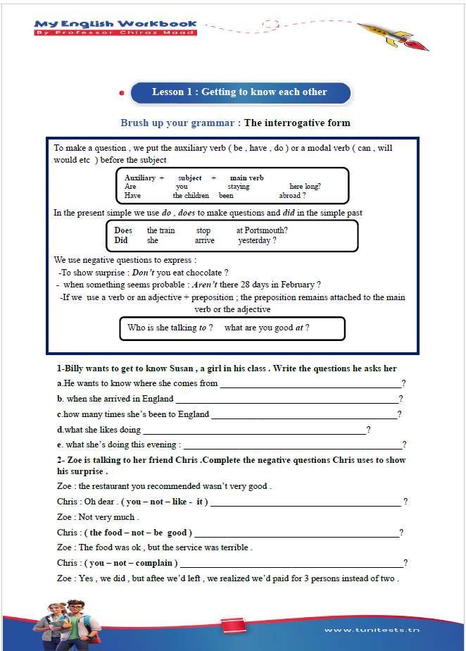 Description visuelle de My English Workbook 1st form 1