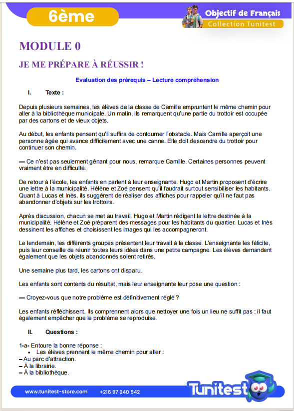 Description visuelle de Objectif de Français  6 -ème  1