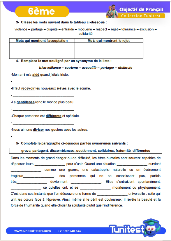 Description visuelle de Objectif de Français  6 -ème  3